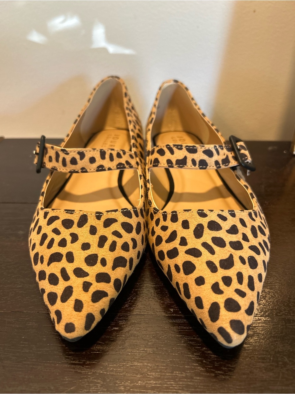 Journee Collection Women’s Karissa Flat Buckle Pointed Toe Mary Jane Flat Animal